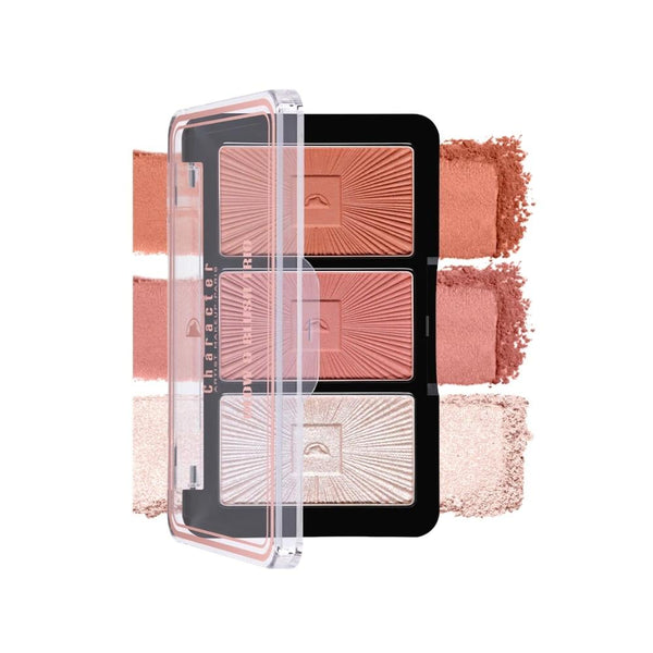 Character Highlighter and Blush Palette CGT001, 3-Shade Powder Compact