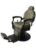 Salon System BX-2963 Barber Chair - Olive Green with Black Iron Base