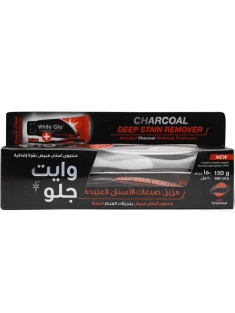 White Glo Deep Stain Remover Toothpaste Activated Charcoal 150g