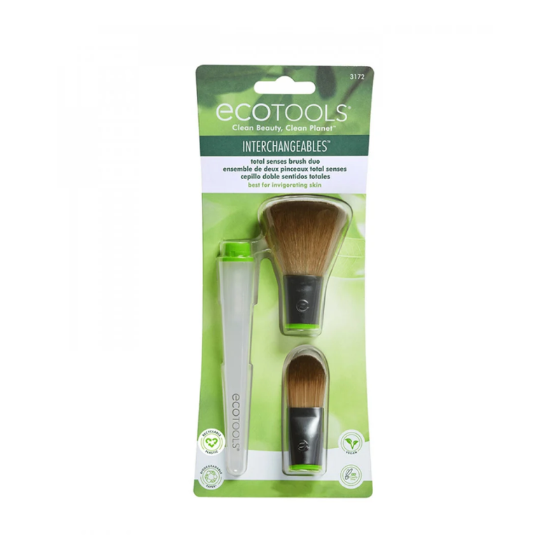 Ecotools Total Senses 2-in-1 Interchangeable Brush Set, Powder and Foundation