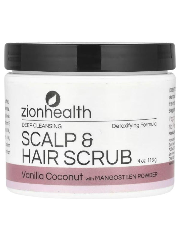 Zion Health Deep Cleansing Hair & Scalp Scrub, Vanilla & Coconut, 113g
