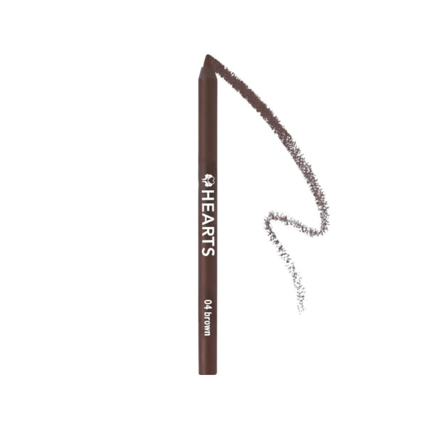 Hearts Waterproof Eyeliner Pencil Brown 04 Smudge-Proof 24-Hour Wear