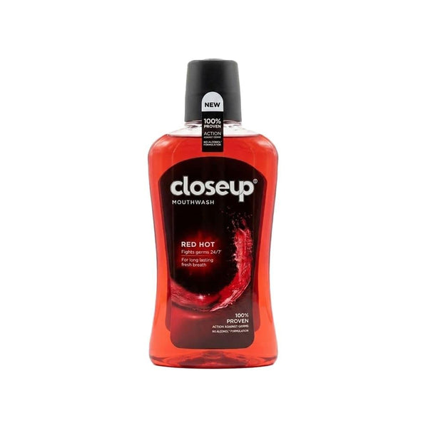 Best Antibacterial Mouthwash Red Hot Fresh Breath Closeup 500ml