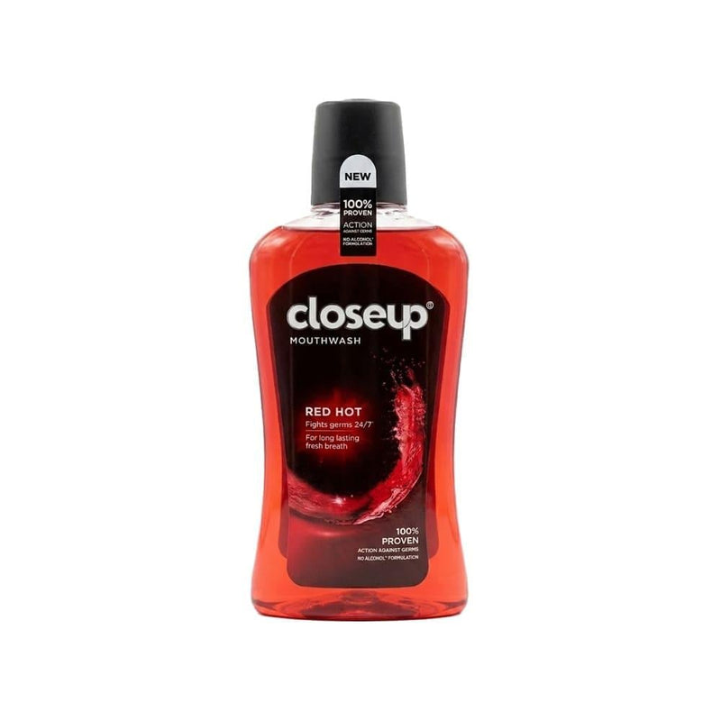 Best Antibacterial Mouthwash Red Hot Fresh Breath Closeup 500ml