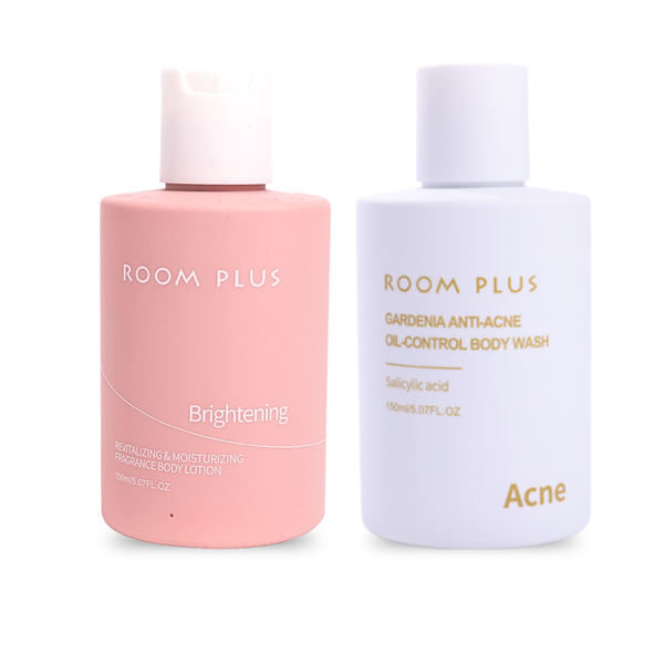 Acid Body Wash & Brightening Lotion Set Travel Size Room Plus 150ml x2