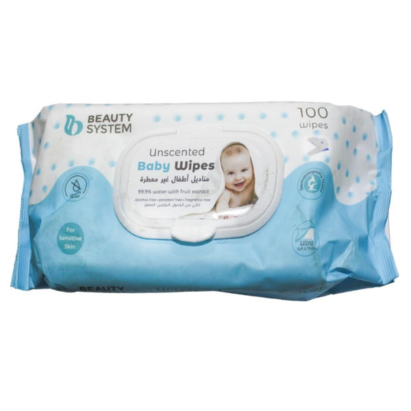 Beauty System Baby Wipes, Unscented, 99.9% Water, 100 Count