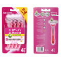 Mrway 3-Blade Women's Razor Set, 4 Count