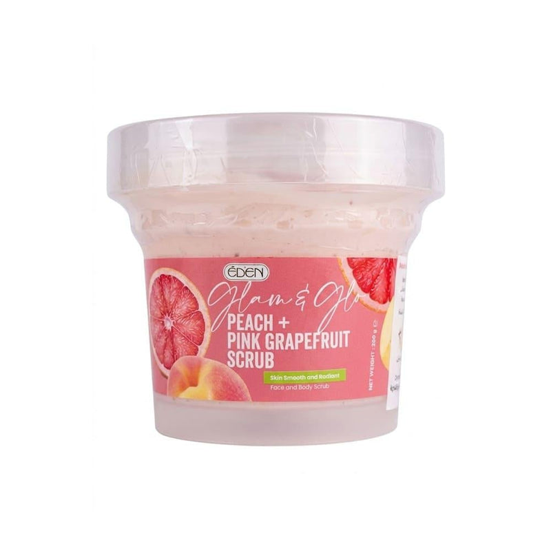 Exfoliating Face and Body Scrub Peach & Pink Grapefruit Eden Glam & Glow 200g