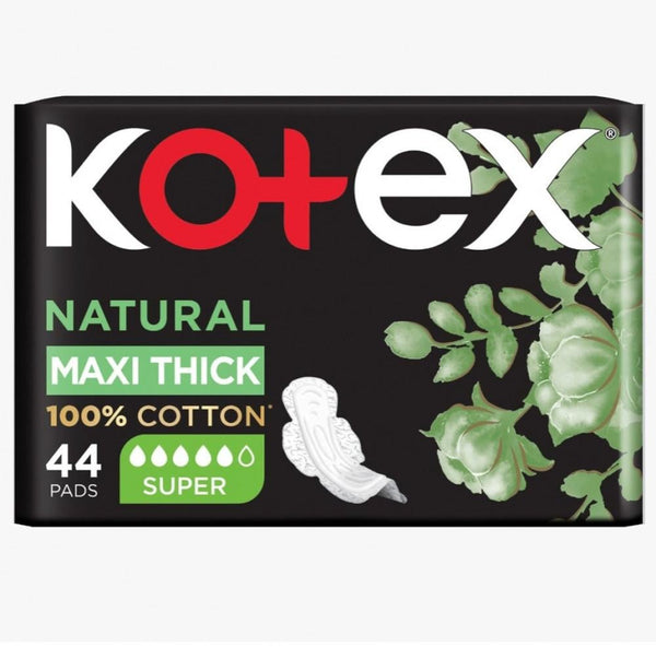 Kotex Natural 100% Cotton Maxi Protect Thick Super Pads 44 Pcs