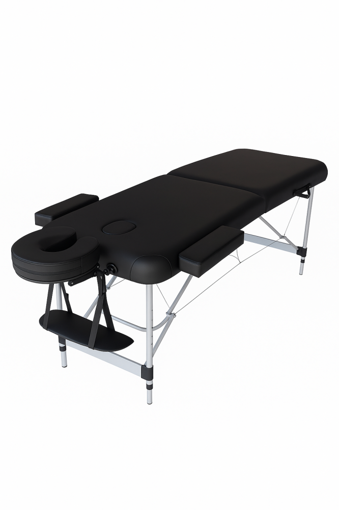 Salon System Portable Massage Bed - Black - Aluminum Frame