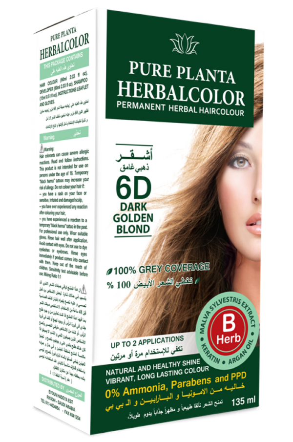Dark Brown Hair Dye Natural Ingredients Long-Lasting Colour Herbalcolor 6D 100ml
