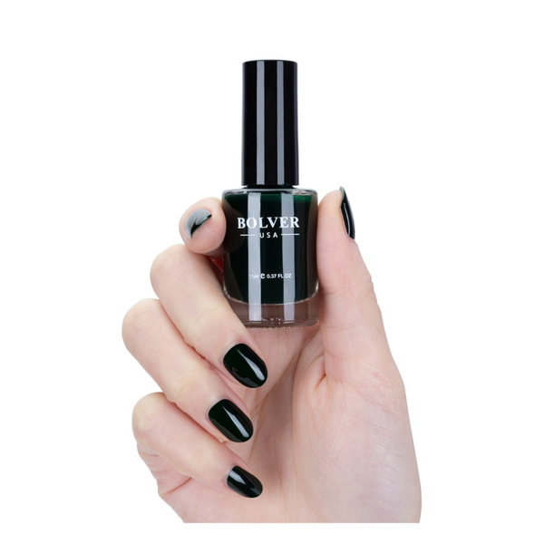 Bolver Nail Polish 728 Deep Green, Quick Dry, High Gloss Finish