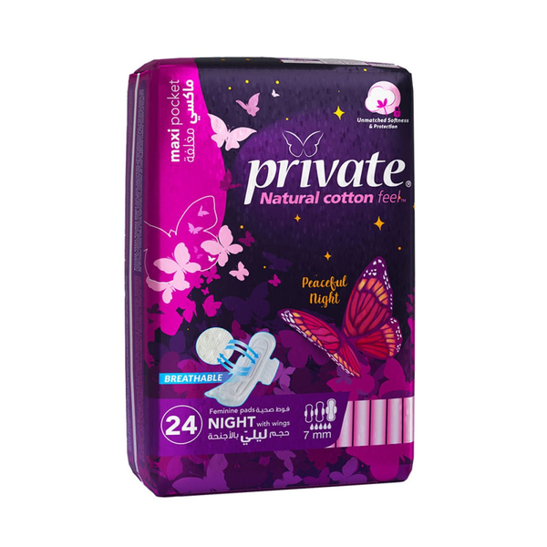 Best Night Sanitary Pads Maxi With Wings Private 24 Pcs