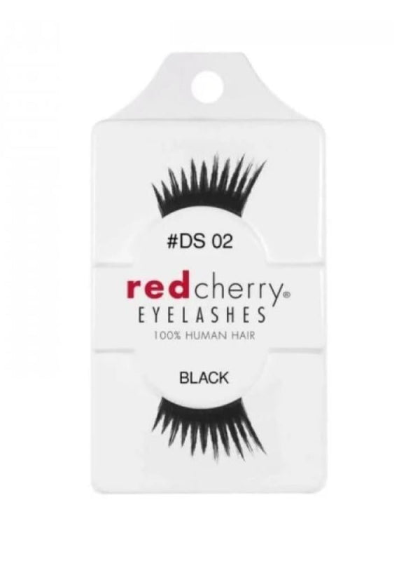 Natural Looking False Eyelashes DS 02 Human Hair Red Cherry 1 Pair