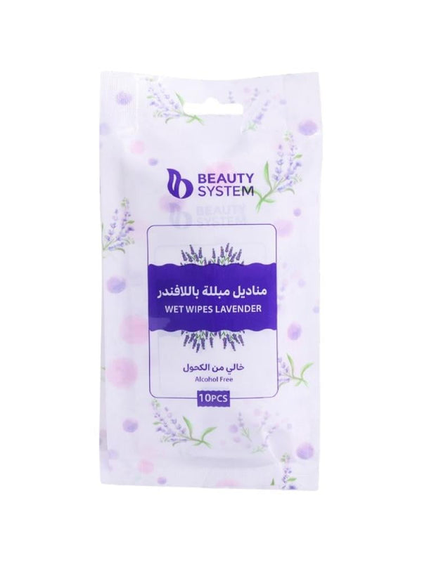 Beauty System Lavender Wet Wipes - Alcohol-Free, Soothing Scent, 10 Pack