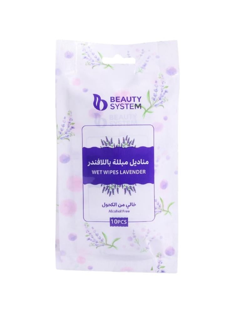 Beauty System Lavender Wet Wipes - Alcohol-Free, Soothing Scent, 10 Pack