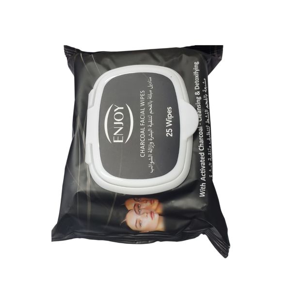 Enjoy Charcoal Facial Cleansing Wipes, Activated Charcoal, 25 Count