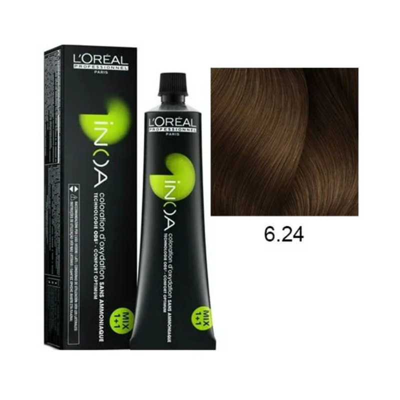 L'Oreal Paris Inoa Ammonia-Free Hair Color 6.24 Dark Copper Blonde, 60g