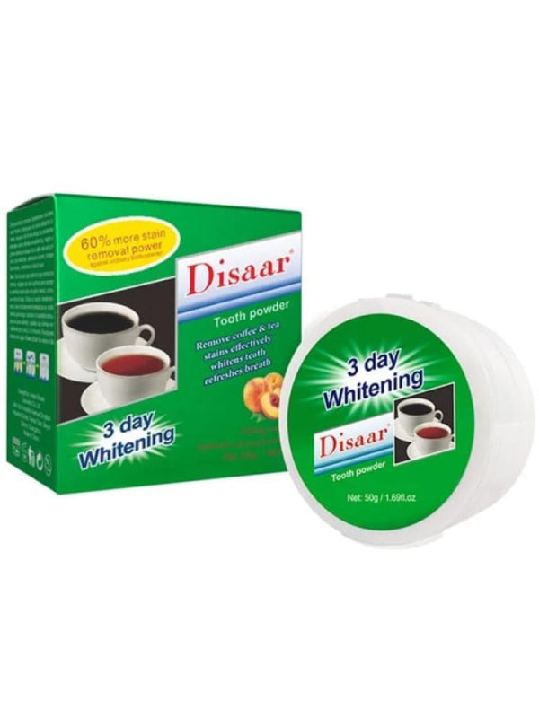 Disaar Peach Flavor Whitening Teeth Powder - Tea & Coffee Stain Remover, 50 gm
