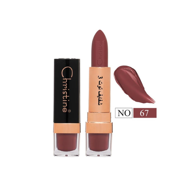 Christine Matte Lipstick, Berry 3, Shade No. 67, Enriched with Vitamin E & Shea Butter