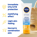 Nivea Shine Control Face Cream SPF 50, Matte Finish, 50ml