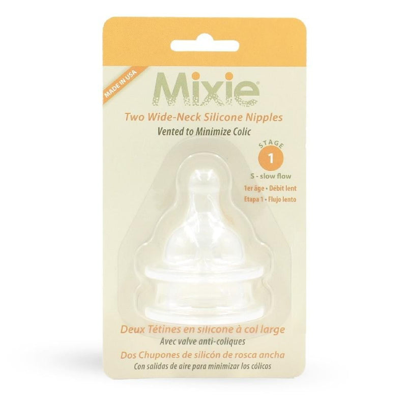 Mixie Stage 1 Slow Flow Baby Bottle Nipples 2Pcs