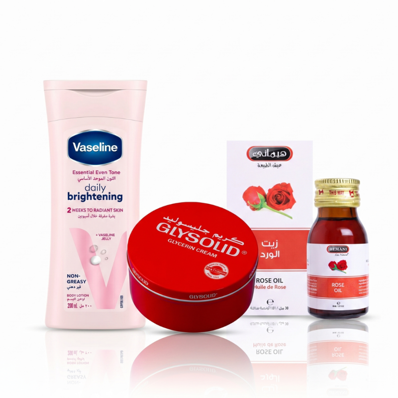Body Care Set Deep Hydration Even Skin Tone Glysolid Vaseline Hemani 3-Piece