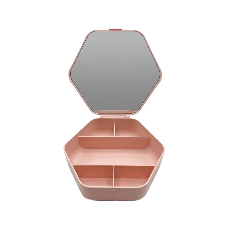 Desk Mirror with Foldable Hexagonal Storage Box MiniGood