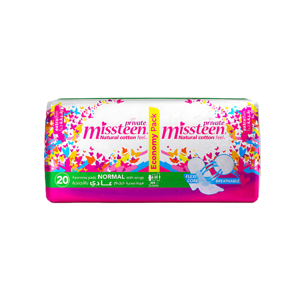 Private Miss Teen Thin Sanitary Pads Cotton Surface 20 Count