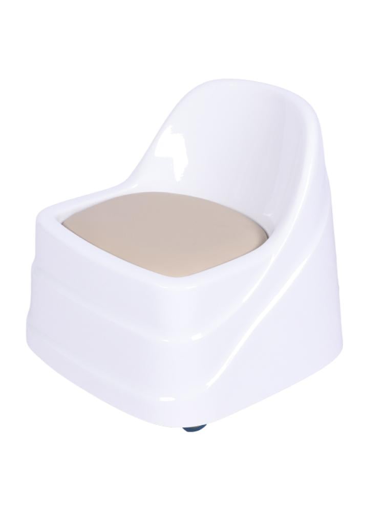 Salon System Technician Chair - White with Beige Seat - 44cm