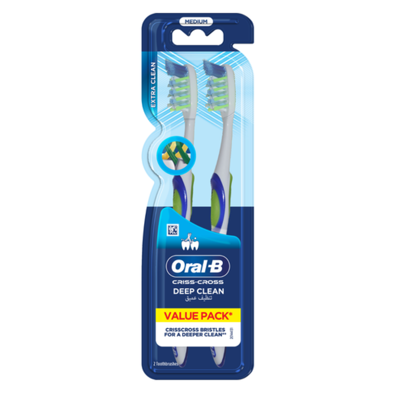 Criss Cross Deep Clean Toothbrush Medium Bristles Oral B 2 Pack
