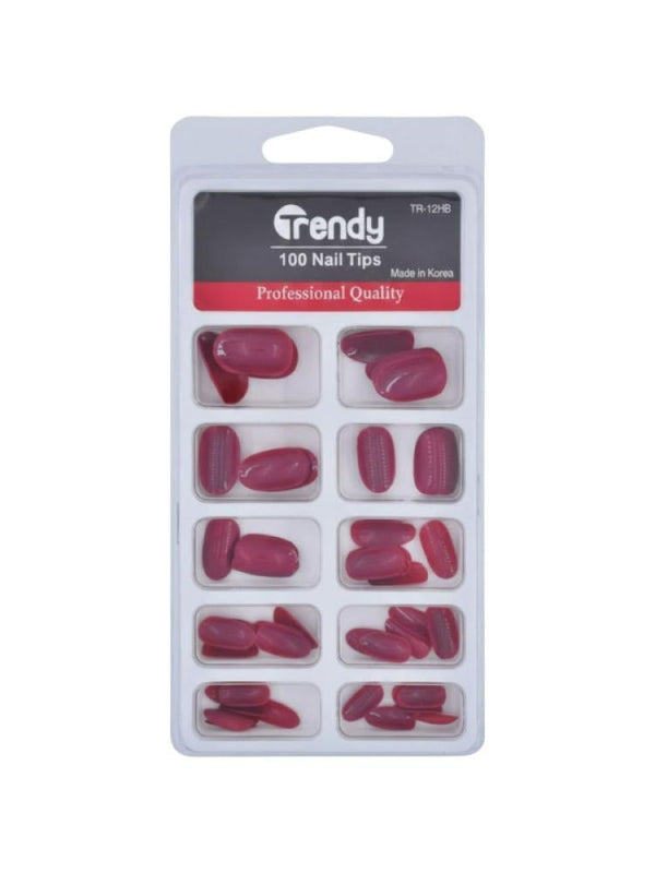 Trends TR12HB Artificial Nails Set - 100 Pieces - Red - Durable