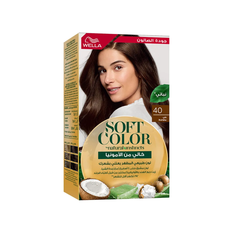 Wella Soft Color Ammonia-Free Hair Dye, Medium Brown 40, Gray Coverage