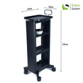 Salon System Utility Trolley Black Rolling Shelves for Salon Tools