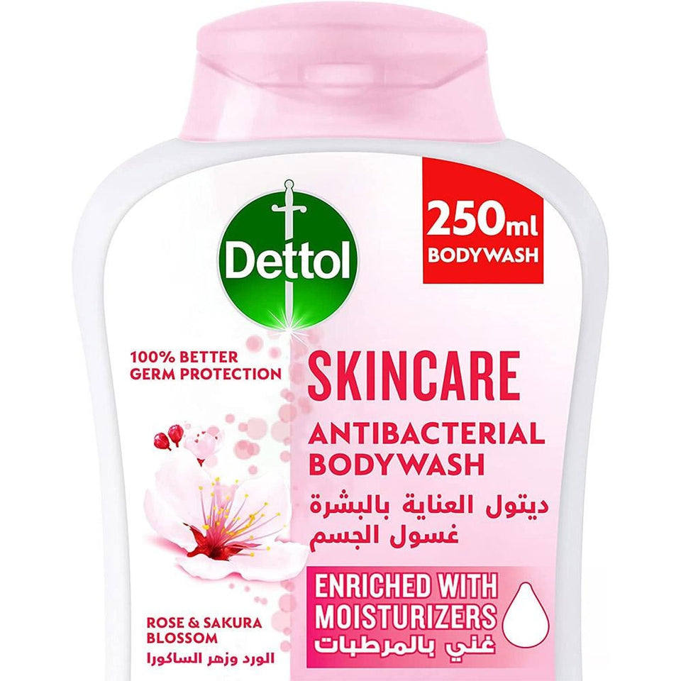 Dettol Skincare Body Wash Rose & Sakura Blossom Antibacterial Protection 250ml
