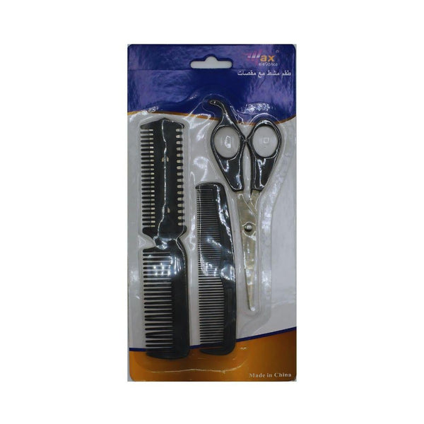 Max Elegance Shaving Set, 3-Piece Kit with Scissors and Comb
