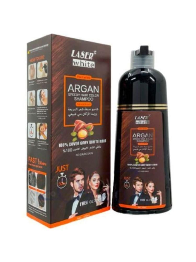 Laser White Shampoo Dye with Argan Oil - Natural Brown, 420 ml