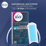 Veet Hair Removal Wax Strips for Sensitive Skin Easy-Gel Formula 20 strips