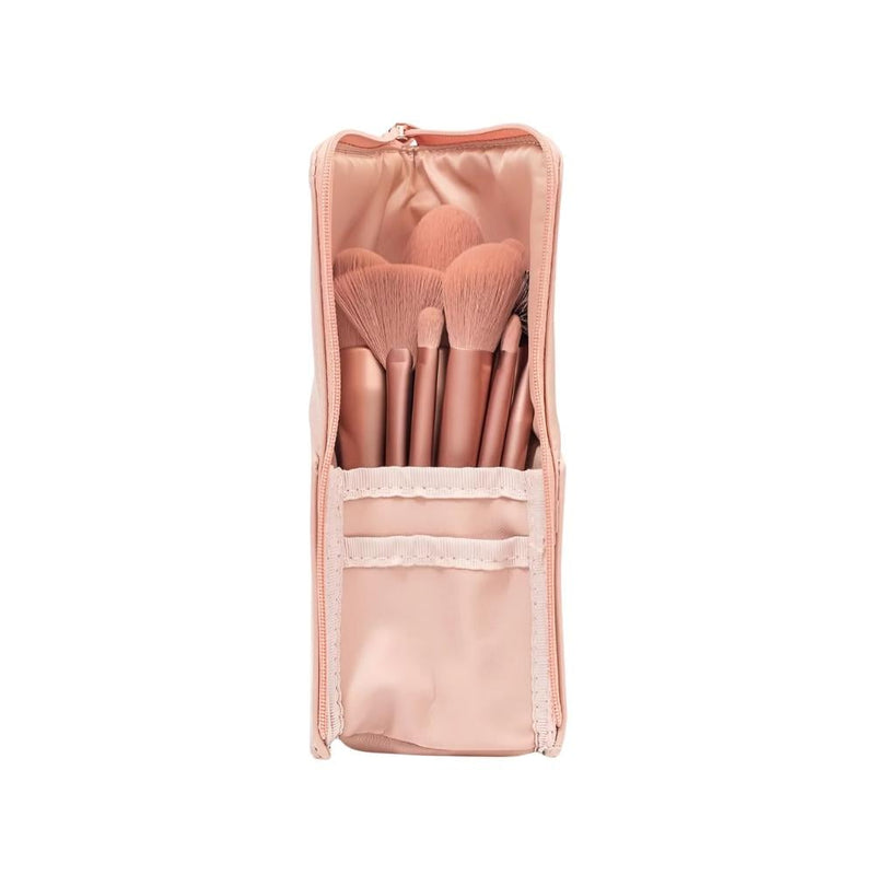 Katia Makeup Brush Set, 12-Piece, Synthetic Bristles, Pink Handles, Case
