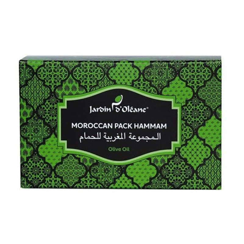 Moroccan Bath Ritual Set with Olive Oil and Ghassoul Clay - Jardin d'Olean 3pc