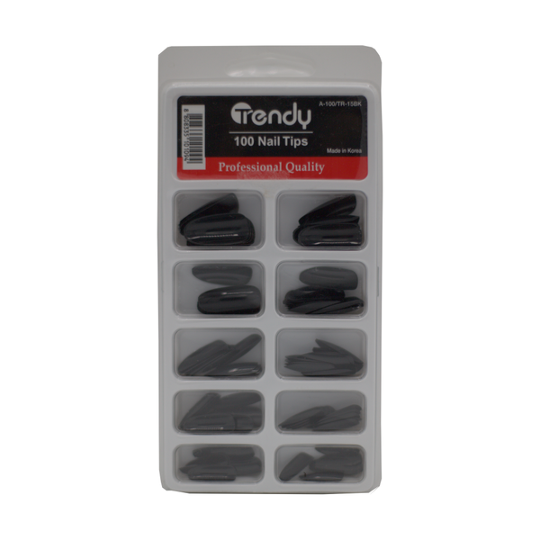 Trendy False Nails Set, 100 Pieces, Black, Model A-100/TR-15BK
