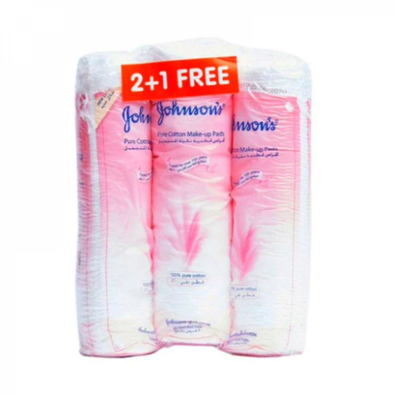 Johnson's Pure Cotton Pads for Makeup Removal, 80 Count (3 Pack)