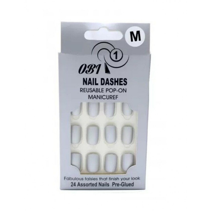 Ob1 Matte Adhesive Artificial Nails, 24 Count, Model OB-07 - Salon Finish, Easy Application