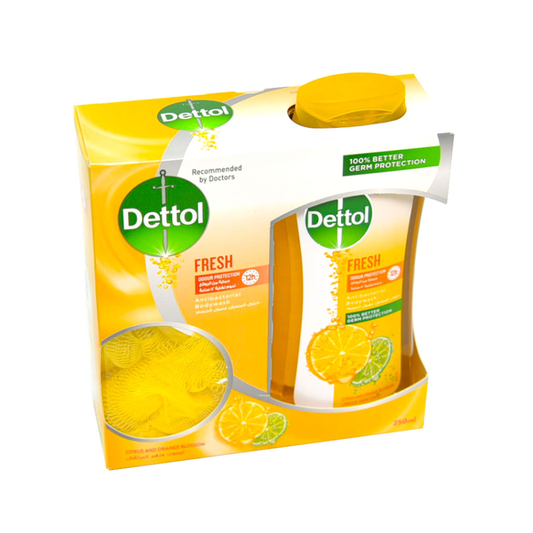 Dettol Body Wash with Bath Sponge Moisturizing Cleanser 250 ml