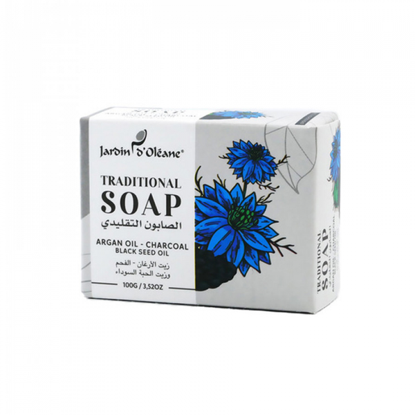 Jardin Oleane Traditional Soap with Argan Oil, Charcoal & Black Seed Oil, 100g