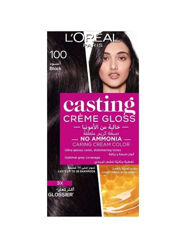 Black Hair Dye Permanent Casting Creme Gloss L'Oreal Paris 100