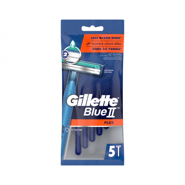 Gillette Blue2 Plus Disposable Razors, Chrome Plated, 5 Count