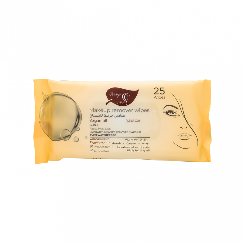 Al Arayes Makeup Remover Wipes Argan Oil Extract 25 Count