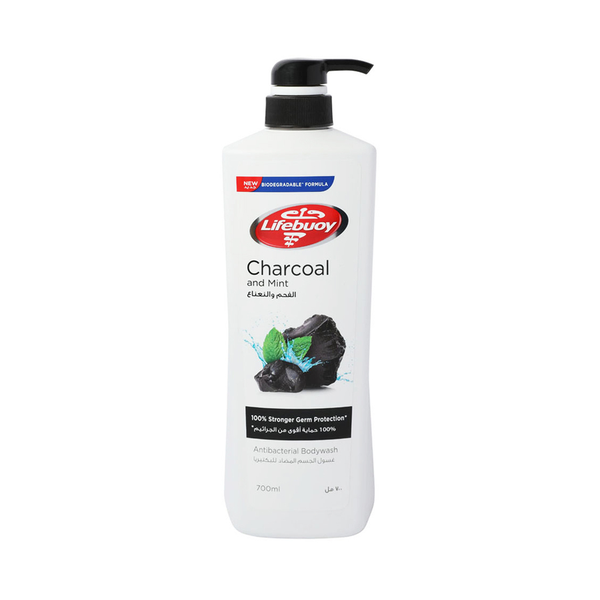 Lifebuoy Charcoal and Mint Shower Gel, Antibacterial Body Wash, 700ml
