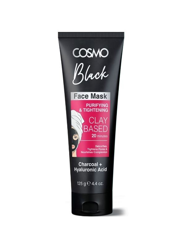 Cosmo Black Face Mask with Charcoal and Hyaluronic Acid, 125g